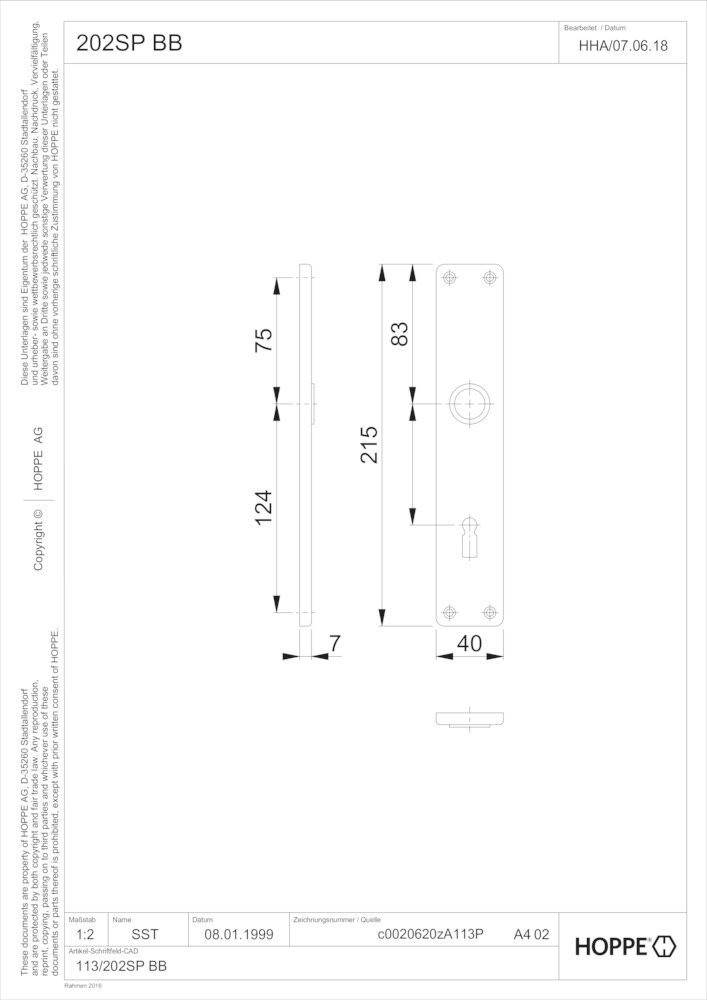 HOPPE® Langschildpaar London 202SP, Aluminium, 6030621