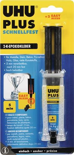 UHU 2K-Epoxidharzklebstoff PLUS SCHNELLFEST 15,5g farblos Doppelspritze UHU