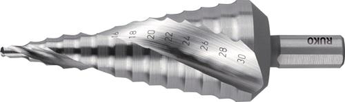 RUKO Stufenbohrer Bohrber.4-30mm HSS-Co5 Spiralnut Z.2 Stufen 14 RUKO