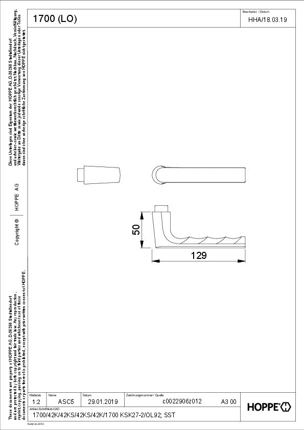 HOPPE® Drückerlochteil Luxembourg 1700, Aluminium, 12253339 HOPPE® Drückerlochteil Luxembourg 1700, Aluminium, 12253339