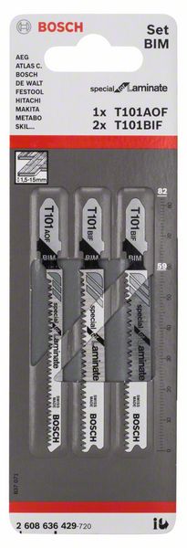 BOSCH Stichsägeblatt-Set Special for Laminate, 3-teilig, Einnockenschaft