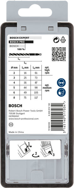 BOSCH Holzspiralbohrer-Set Robust Line, 1/4 Zoll-Sechskantschaft, 7-teilig, 2 - 8 mm