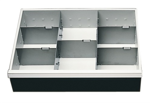 BEDRUNKA+HIRTH Unterteilungsmaterial Front-H.150mm 2 Längs-/5 Querteiler f.Schrank-B.680mm
