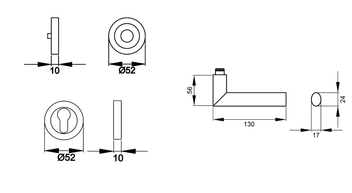 KARCHER DESIGN Drückergarnitur ER37 PZ0 71 - Verona, Profilzylinder, Edelstahl