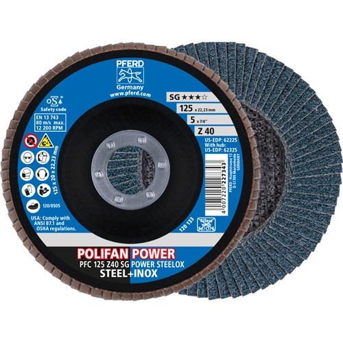 PFERD Fächerscheibe POLIFAN Z SG POWER STEELOX D.125mm K.40 INOX ZK Ausf.kon.PFERD