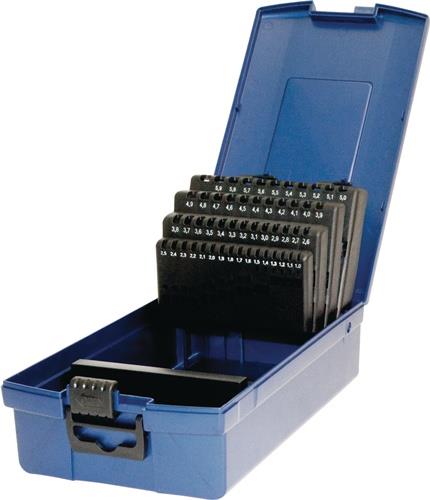 TECWERK Leerkassette f.Spiralbohrer DIN 338 Abm.1-5,9mm steig.um 0,1mm 50-tlg.Ku.TECWERK