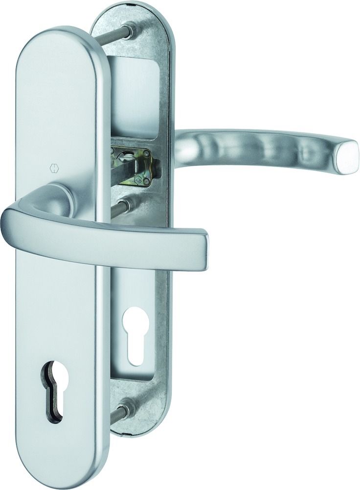 HOPPE® Schutz-Drückergarnitur mit Langschild Luxembourg 199/3331/3310, 10/92 mm, Aluminium, 3879292