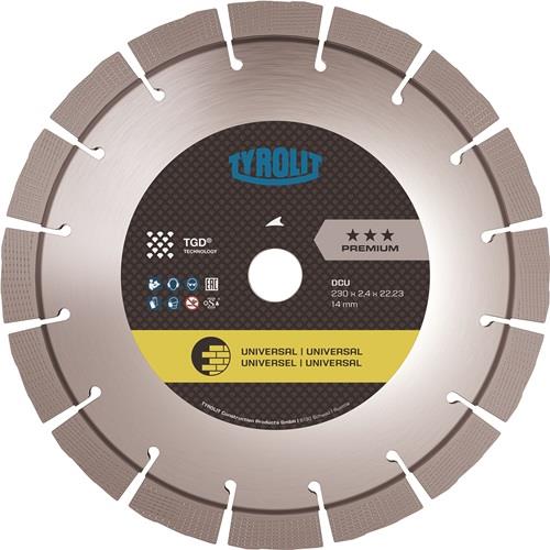 TYROLIT Diamanttrennscheibe Premium DCU D.230mm Bohr.22,23mm TGD® Technologie