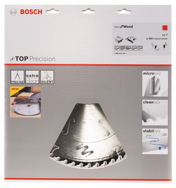 BOSCH Kreissägeblatt Top Precision Best for Wood, 350 x 30 x 3,5 mm, 54