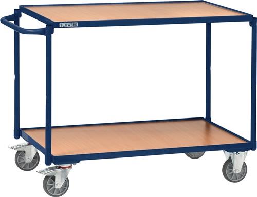 TECWERK Tischwagen 2 Ladeflächen L1000xB600mm saphirblau Trgf.300kg Bügel waager.TECWERK