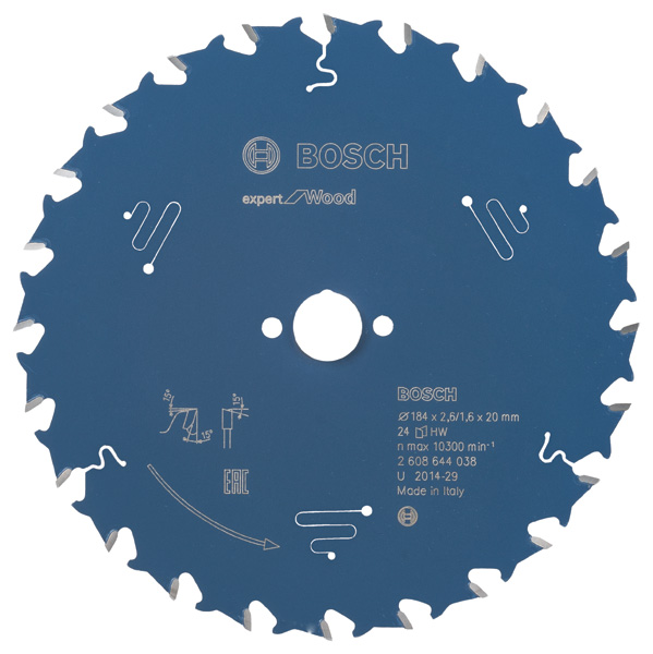BOSCH Kreissägeblatt Expert for Wood, 184 x 20 x 2,6 mm, 24