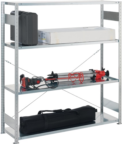 META Großfachsteckregal H2000xB1700xT600mm Grundregal 4 Stahl-Bd.verz.silber META