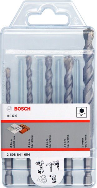 BOSCH HEX-5 Betonbohrerset 5tlg 4/5/6/8/1