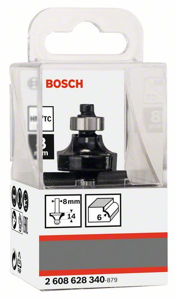 BOSCH Abrundfräser Standard for Wood, 8 mm, R1 6 mm, L 13,2 mm, G 53 mm