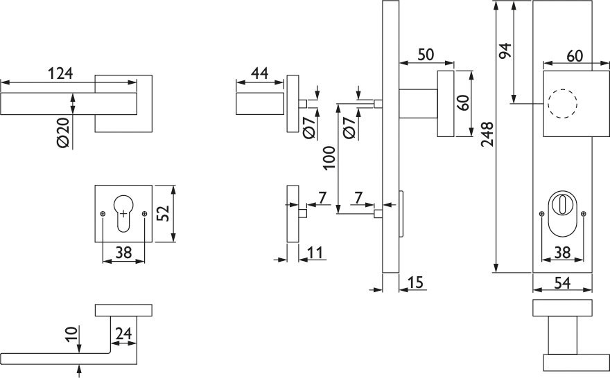 HERMAT Schutz-Kombi-Wechselgarnitur WEST 1682L.ROS/2094.KSH/3132, Edelstahl