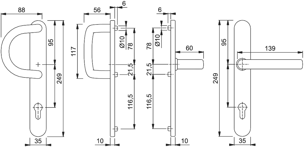 HOPPE® Wechselgarnitur mit Schmalschild Liverpool E538G/3357N/1313G, Edelstahl, 3085716 HOPPE® Wechselgarnitur mit Schmalschild Liverpool E538G/3357N/1313G, Edelstahl, 3085716