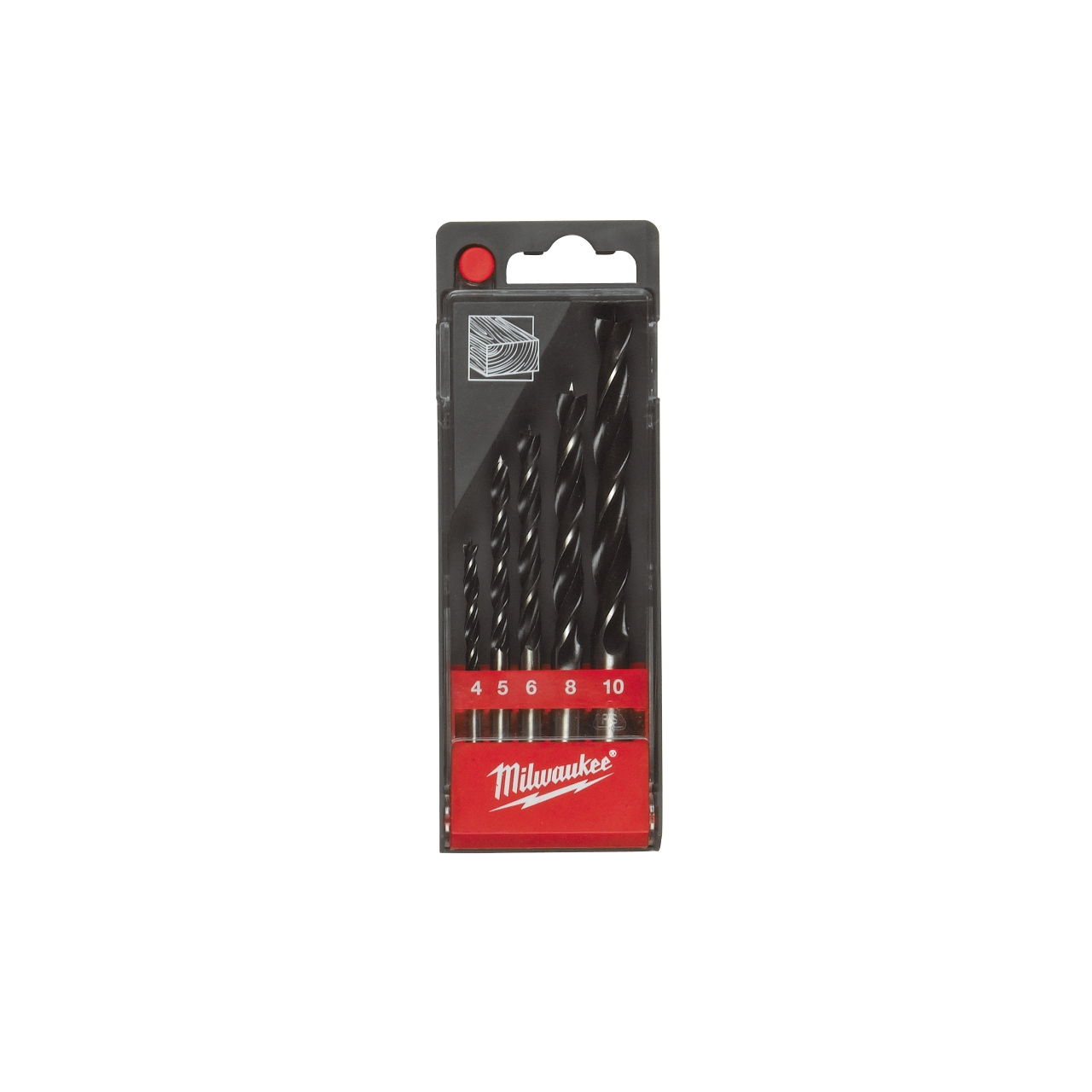 MILWAUKEE 4/5/6/8/10 mm Holzspiralbohrer DIN 7487 E Kassette 5-teilig