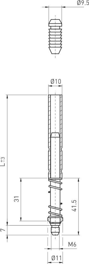 BMH Treibriegelstange 1109, M6, Stahl