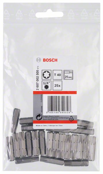 BOSCH Schrauberbit Extra-Hart T40, 25 mm, 25er-Pack