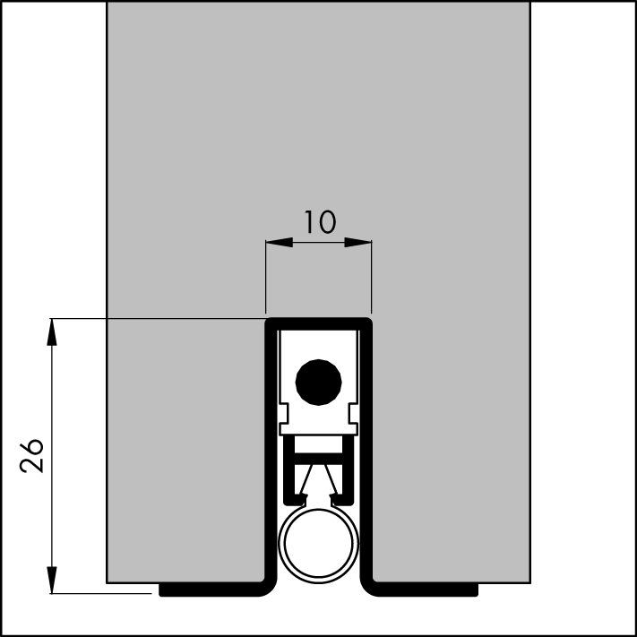 ELLEN Autom. Türbodendichtung Ellen-Matic-Omega z. Einnuten u. schrauben, silber ELLEN Autom. Türbodendichtung Ellen-Matic-Omega z. Einnuten u. schrauben, silber
