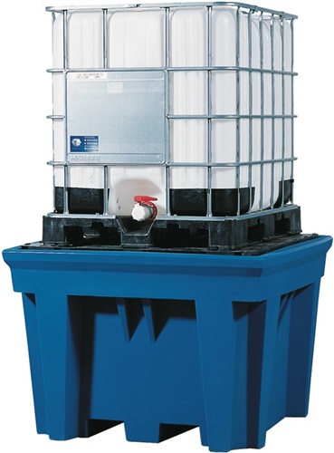 ASECOS Auffangwanne Auffangvol.1100l L1430xB1430xH965mm PE m.PE-Stellfläche