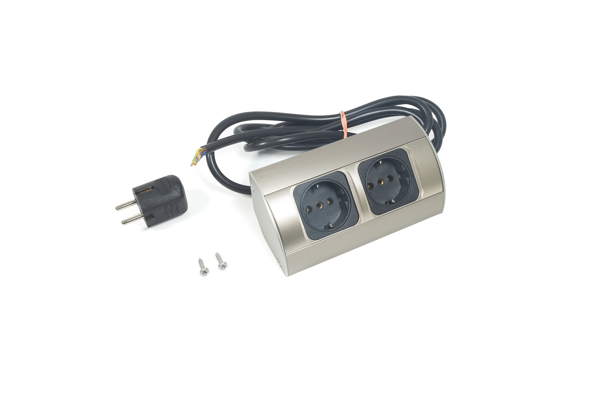 L&S Corner 2-fach Steckdose DE 230 V 150x63,4x63,4 Edelstahl