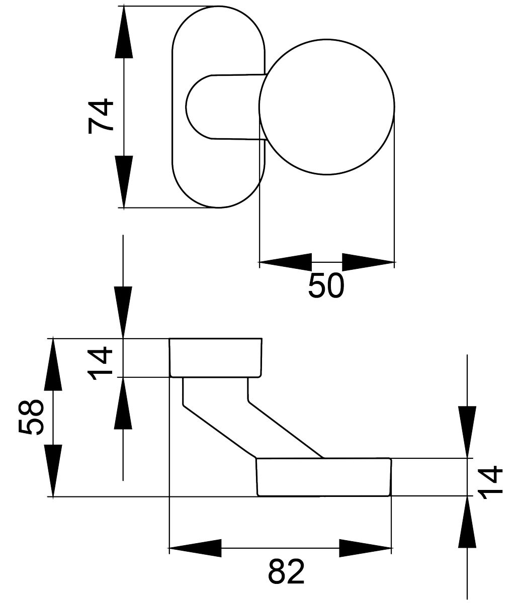 KARCHER DESIGN EK520RMGF R 71 - Knopf auf Rahmenrosette, gekröpft, fest in Farbe Edelstahl matt, Edelstahl