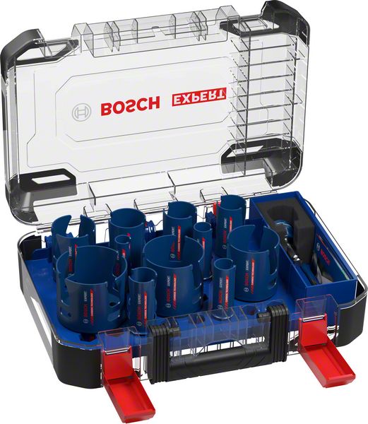 BOSCH EXPERT Construction Material Lochsäge-Set 20/22/25/32/35/40/44/51/60/68/76 mm, 15-tlg.. Für Dreh- und Schlagbohrer