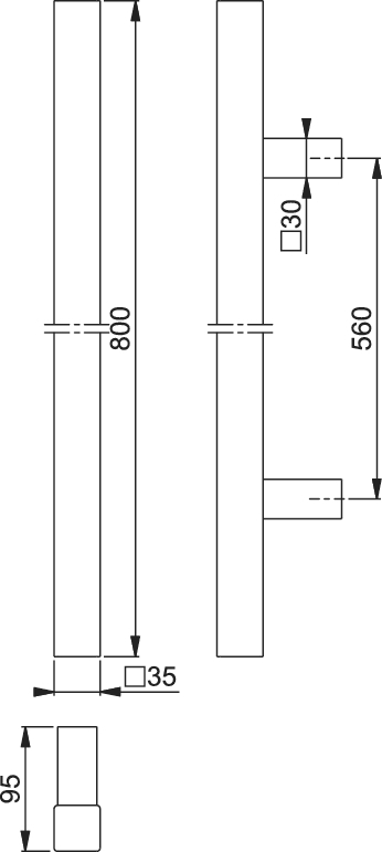 HOPPE    BA 560 mm L   Edelstahl Haustür, Objekttür edelstahl matt