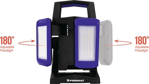 PROMAT LED-Strahler 50 W 800-4500 lm Li-Ion 5200 mAh 14,8 V IP54 PROMAT