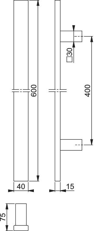 HOPPE    BA 400 mm L   Edelstahl Haustür, Objekttür edelstahl matt