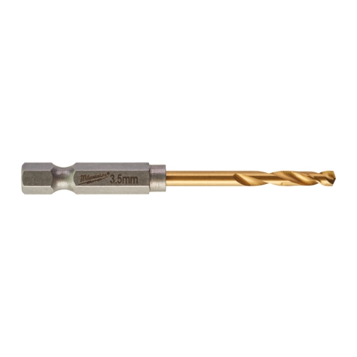 MILWAUKEE 3,5 x 69 mm SHOCKWAVE Metallbohrer HSS-G RED HEX Titan 1/4" 10er Pack
