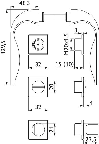 HERMAT Drückergarnitur mit Rosetten EVOLUTION 1692/2401.K, Edelstahl