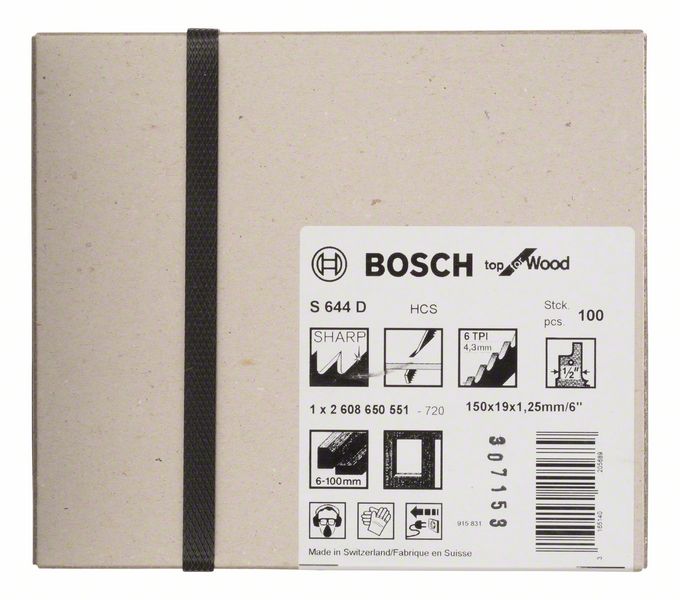 BOSCH Säbelsägeblatt S 644 D, Top for Wood, 100er-Pack