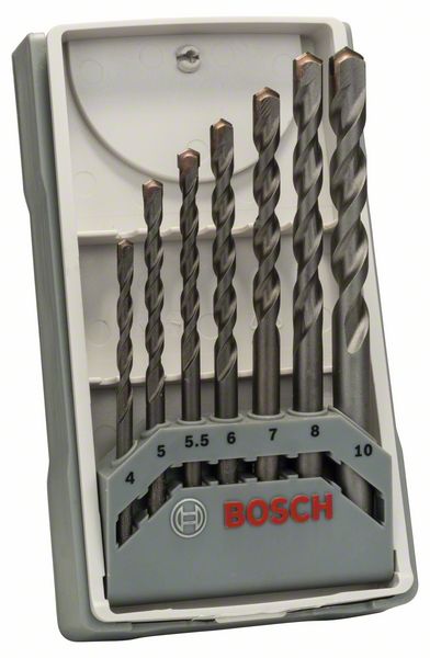 BOSCH Betonbohrer CYL-3 Set, Silver Percussion, 7-teilig, 4, 5, 5,5, 6, 7, 8, 10 mm