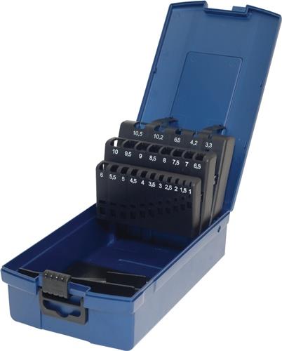 TECWERK Leerkassette f.Spiralbohrer DIN338 Abm.1-10,5mm steig.um 0,5mm 24-tlg.Ku.TECWERK