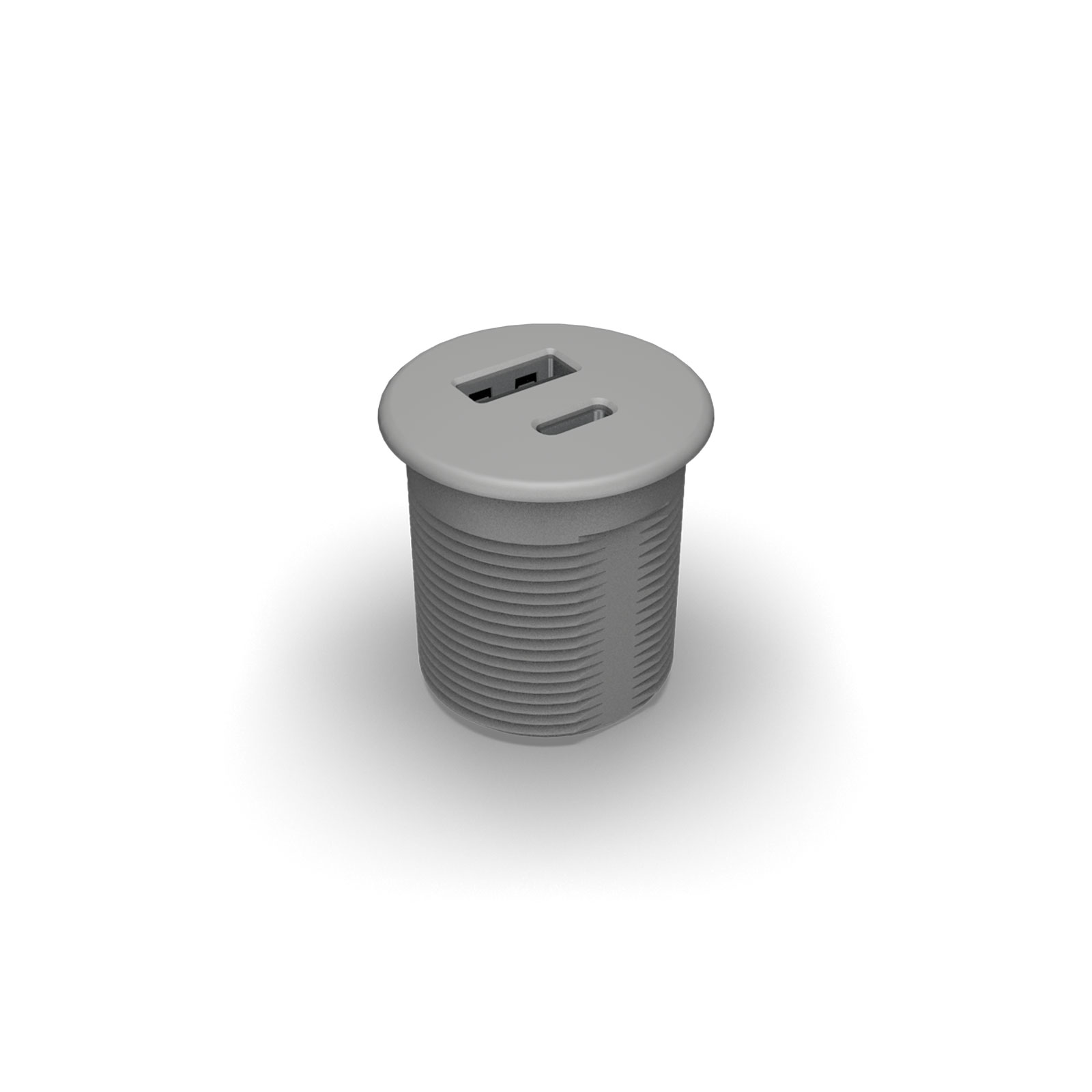 BMB USB A2C, Ø30 mm, 1x USB-A/1x USB-C, Grau