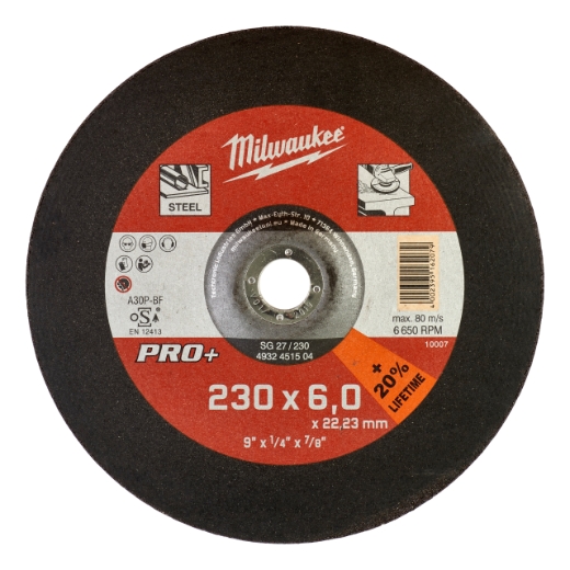 MILWAUKEE SG27 6 mm gekröpft Schruppscheibe PRO+ 230 mm
