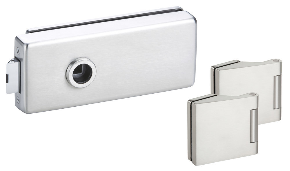 HERMAT Ganzglastürschloss-Set GENOVA 6081/6325, Aluminium