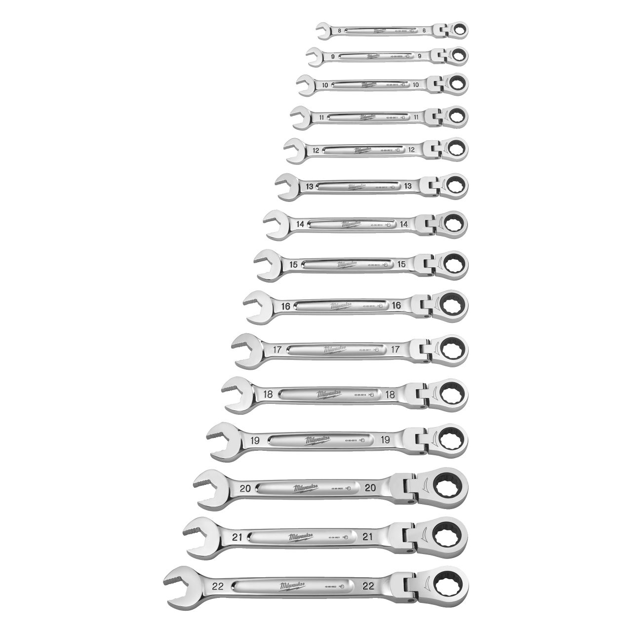MILWAUKEE 15-teilig metrisch MAX BITE Gelenk-Ratschen-Ringmaulschlüsselsatz MILWAUKEE 15-teilig metrisch MAX BITE Gelenk-Ratschen-Ringmaulschlüsselsatz
