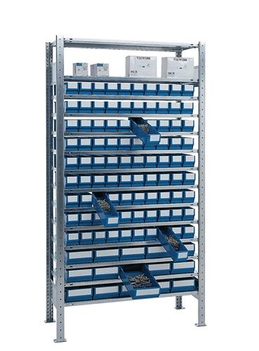Steckregal H2000xB1000xT400mm Grundregal 14 Stahl-Bd.90x3,15x4 blau TECWERK