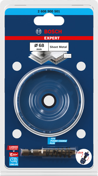BOSCH EXPERT Sheet Metal Lochsäge, 68 × 5 mm. Für Dreh- und Schlagbohrer