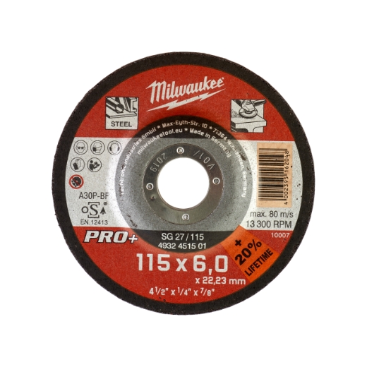 MILWAUKEE SG27 6 mm gekröpft Schruppscheibe PRO+ 115 mm