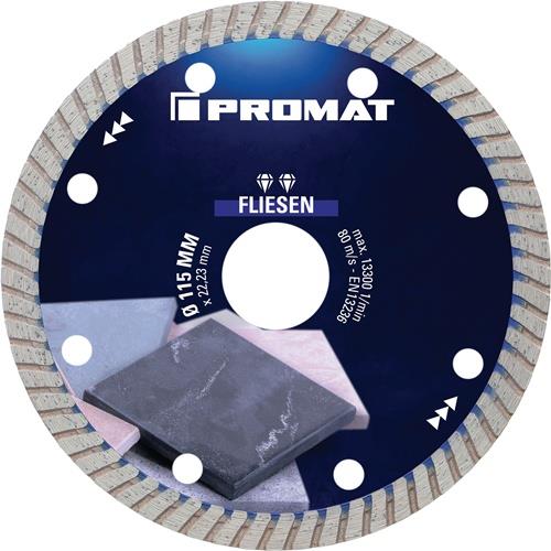 PROMAT Diamanttrennscheibe FLIESEN PRO T D.115mm Bohr.22,23mm Seg.-H.7mm Seg.-S.1,6mm