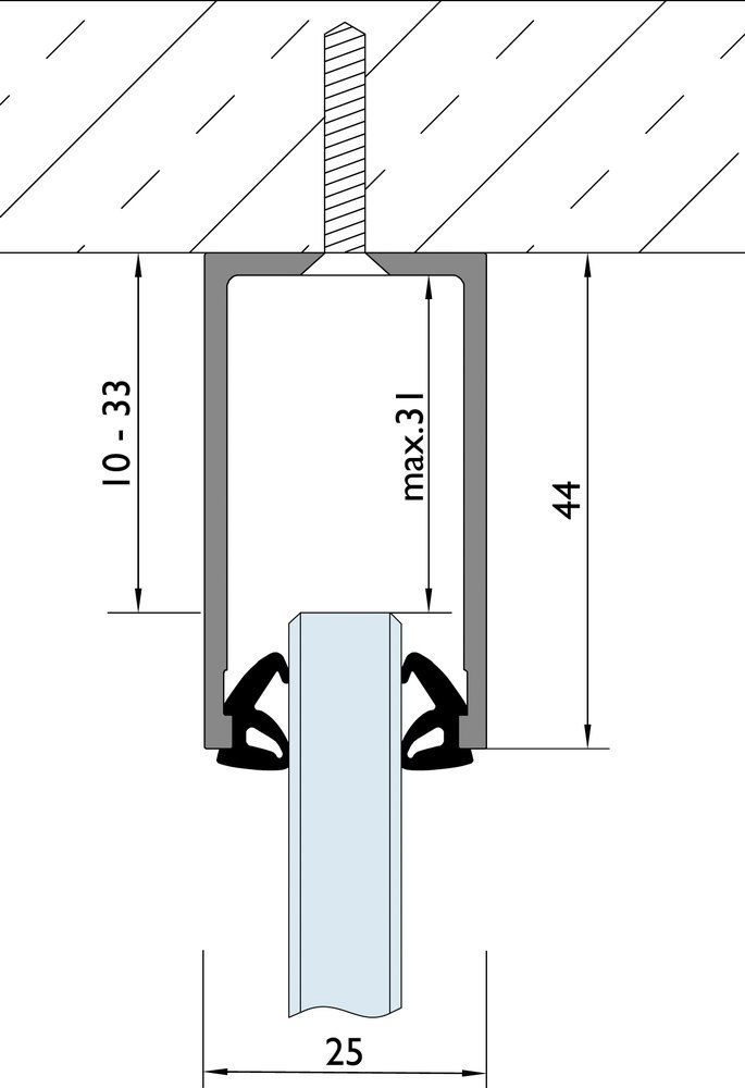 HERMAT Trennwand-Deckenprofil 6958/OD, ohne Dichtung, Aluminium