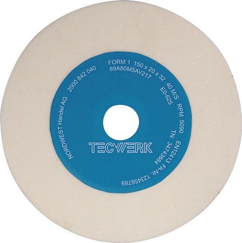 TECWERK Schleifbockscheibe Ø200xB25x32mm 80 Form A AlOxid TECWERK