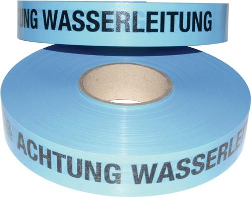 MULTICOLL Trassenwarnband Aufdruck Achtung Wasserleitung B.40mm L.250m blau