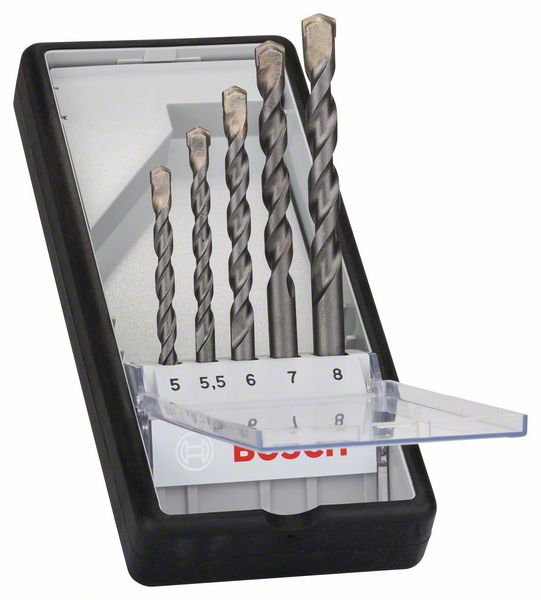 BOSCH Betonbohrer-Robust Line-Set CYL-3, Silver Percussion, 5-teilig, 5 - 8 mm