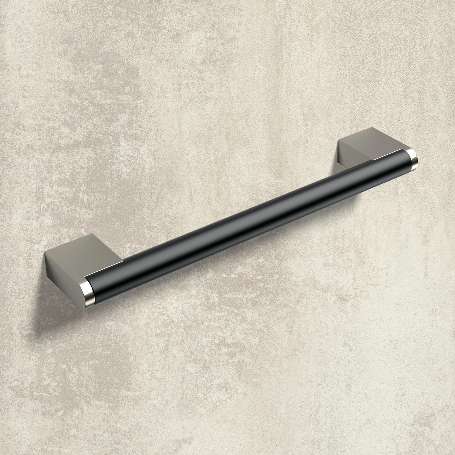 HETTICH Griff Brema, •–• 288, L 300 mm, B 14 mm, H 35 mm, Schwarz matt / Edelstahl Optik gebürstet, 9264080 HETTICH Griff Brema, •–• 288, L 300 mm, B 14 mm, H 35 mm, Schwarz matt / Edelstahl Optik gebürstet, 9264080