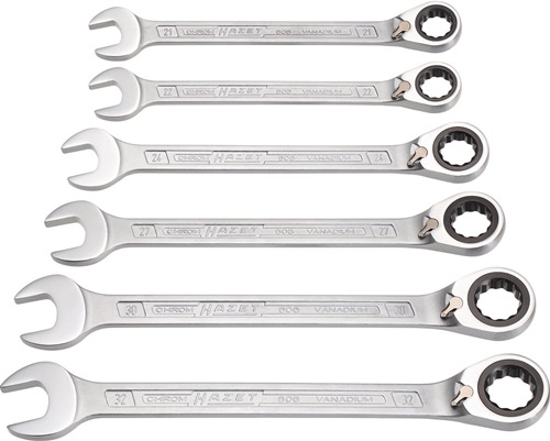 Knarrenringmaulschlüsselsatz 606/6-1 6-tlg.SW 21-32mm abgew.HAZET Knarrenringmaulschlüsselsatz 606/6-1 6-tlg.SW 21-32mm abgew.HAZET